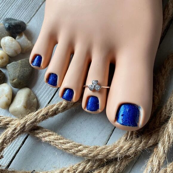 Sterling Silver Heart Clover Shamrock Cz Toe Ring Midi Ring - Picture 1 of 4